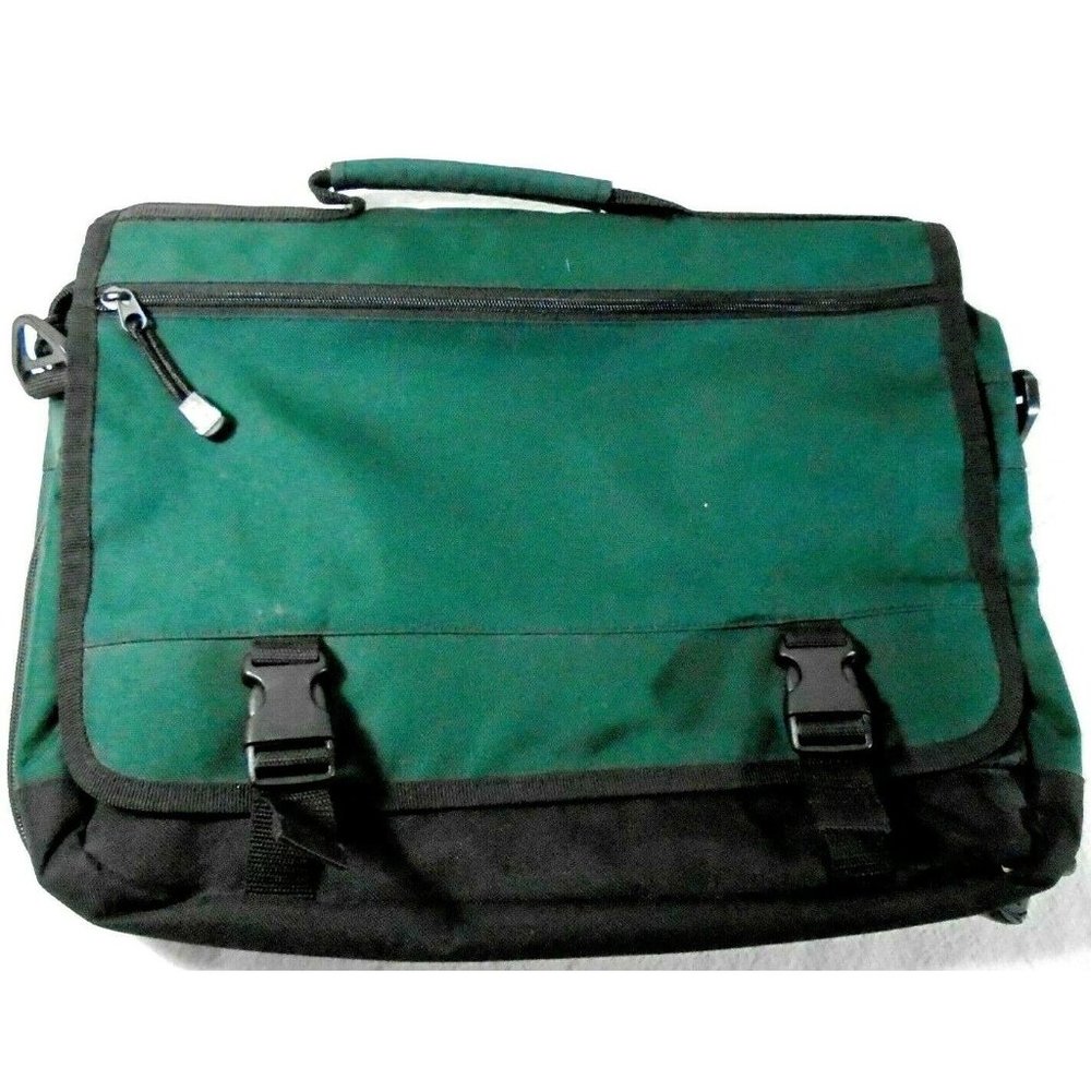Port Authority Unisex Messenger Laptop Briefcase Bag Dark Green Black NO STRAP